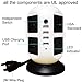 ETL UL1363 Certified LINKO Charging Station Electric Power Strip Tower (Black&Gray)