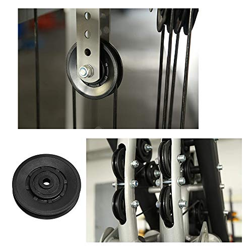 Stahl-Seilrolle-U-Nut-Riemenscheibe-Nylon-Kugellager-Schwarz-Riemenscheibe-Fitness-Kunststoff-Riemenscheibe-Lager-Riemenscheibe-Rad-Riemenscheibe-Kugellager-O90mm-Fuer-Gym-Fitnessgeraete-Ersatzteil-2P