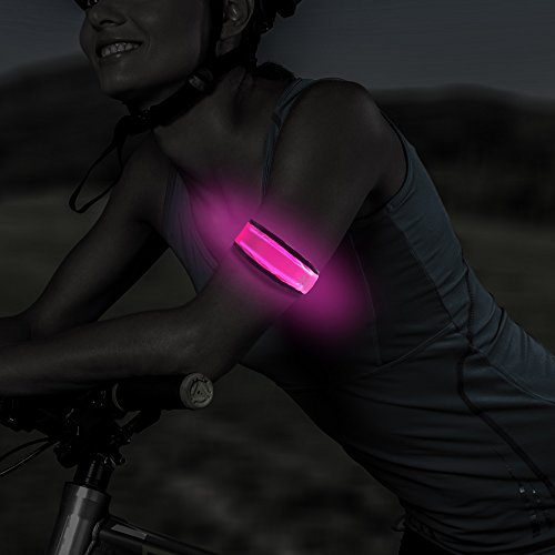 LEBOLIKE Cool LED Slap Armband Reflective Belt Wrist/Ankle Glow Band for Night Safety Cycling Jogging (PINK)