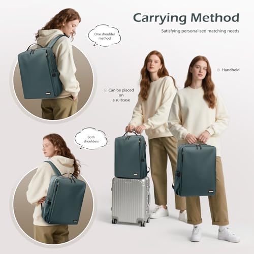 Elegant Women's Airline Approved Laptop Backpack Perfect for Work, University and Travel Multifunctional Casual Backpack Fits 15.6 Inch Notebook (Dark Green)