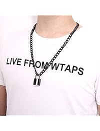 LXYLXY Black Padlock Necklace for You - Collar Stainless Steel Necklace for Men Handmade Necklace The Best Gift for Women Best Gift for Friend