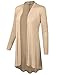 BIADANI Women Long Sleeve Classic Lightweight Open Front Jersey Cardigan Mocha X-Large