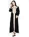 Muslim kaftan dubai long sleeve dress with embroidery for women Islamic clothing gown abaya for girls,Large,Black