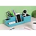 Vlando VPACK Desk Organizer - Office Leatherette 5-Compartment Pen Card Gadget Holder Desktop Stationery Storage Box (Peacock Blue)