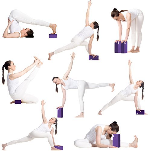 REEHUT Yoga Blocks, 9"x6"x4" - High Density EVA Foam Blocks to Support and Deepen Poses, Improve Strength and Aid Balance and Flexibility - Lightweight, Odor Resistant (Purple, 9*6*4in-1pcs)