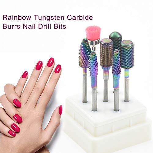 Tungsten Carbide Nail Drill Bits Set 7pcs Acrylic Nail File Drill Bit Machine 3/32