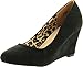 Bella Marie Womens Nine-5 Classic Almond Toe Mid Wedge Pump Slip On Shoes