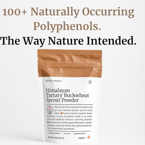 BIG BOLD HEALTH Himalayan Tartary Buckwheat Sprout Powder - Rich in Polyphenols & Prebiotic Fiber - Non-GMO, Gluten-Free, Grain-Free, Vegetarian - 30 Servings
