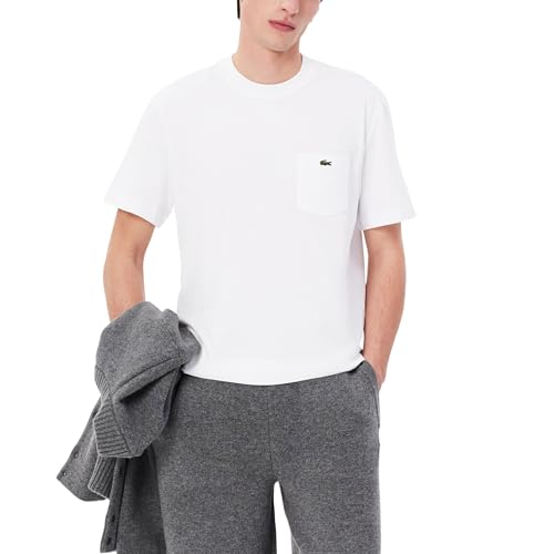 Lacoste Men's Cotton T-Shirt with Breast Pocket, White Pocket, XX-Large