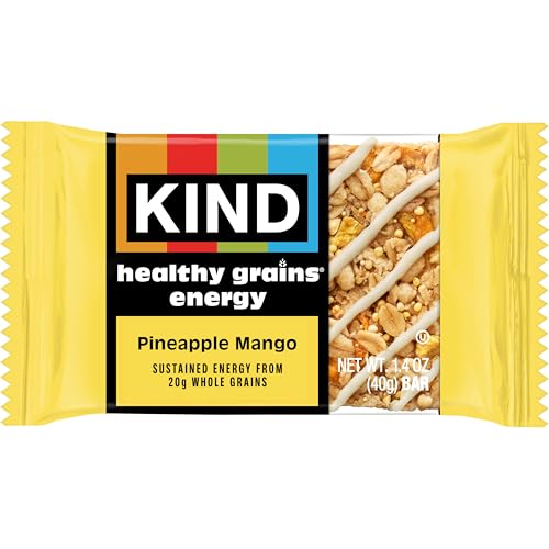 KIND HEALTHY GRAINS ENERGY BARS, PINEAPPLE MANGO, 20G WHOLE GRAINS, MADE WITH SUPER GRAINS, GLUTEN FREE SNACKS, 5 CT, 7.1OZ