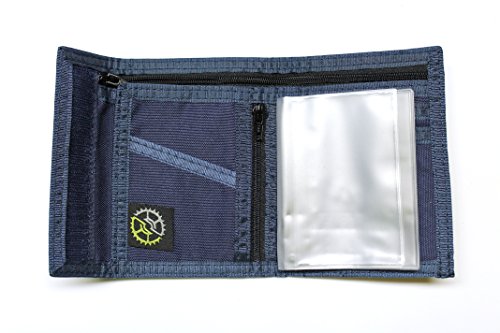 Nylon Bifold Wallet with Zippered Coin Pocket (Navy)