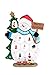 Wooden Snowman Table Top Decoration From Clever Creations | Traditional Winter or Christmas Theme with Blue Painted Scarf | 11 Mini Ornaments | 100% Real Wood | Collectable | Stands 10