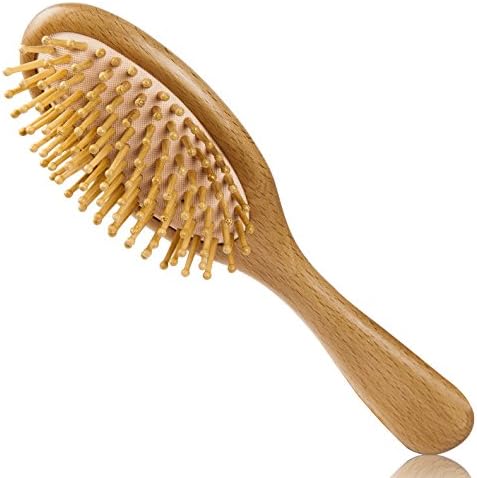 IHealthcomfort Natural Wooden Hairbrush Comb, Anti-static Electricity Wooden Bristles Scalp Massage with Air Bag/Hair Care Beauty Brush SPA Head Massager for All Hair Types (9.5 x 3.5 x 1.5 in.)