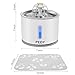 pedy Cat Water Fountain Stainless Steel, Automatic Pet Fountain with LED Light Switch & Water Level Window, Dog Water Dispenser with 2 Replacement Filter and Flower Silicone Mat, 81oz/2.4L