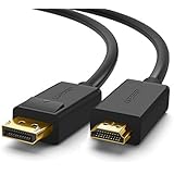 UGREEN 4K UHD DP to HDMI Cable Male to Male Displayport to HDMI Video Cable DisplayPort to HDTV Monitor Cable Support Audio for HP EliteBook,HTC VIVE Virtual Reality System and DP Enabled Devices 6FT
