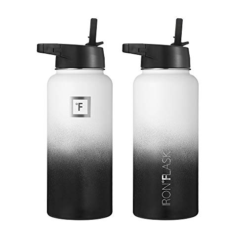 image for Iron Flask Sports Water Bottle - 32 Oz, 3 Lids (Straw Lid), Vacuum Ins