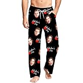 Custom Face Pajama Pants for Men Women Pet, Personalized Bottoms with Photo, Valentines Day Gift for Couple