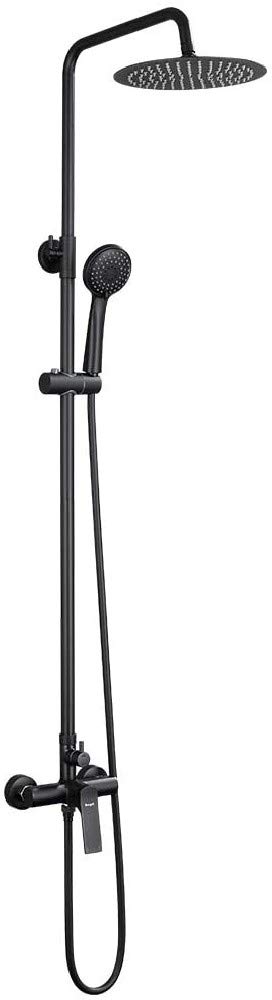 Ibergrif Praga - Exposed Rainfall Shower System Kit, Shower Mixer Tap Set, Black