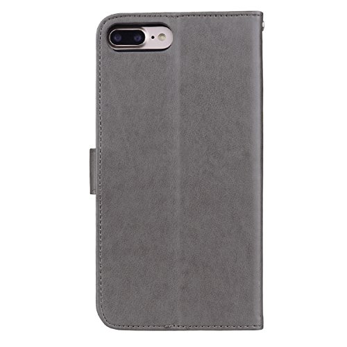 Scheam iPhone 7 Plus iPhone 8 Plus Wallet Leather Case Protective Durable Phone case Shell Folio flip Cell Phone Cover Bag Card Slots,Cash Pocket,Grey