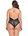 IN'VOLAND Plus Size Sexy One Piece Lingerie Halter Backless Hollow Floral Lace Teddies Sleepwear Nightwear (22W, Black 3)