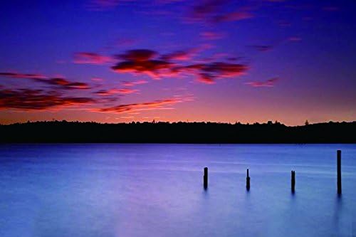 River evening horizon- Nature Art Poster Print on Canvas 16x24in (P-1000293)