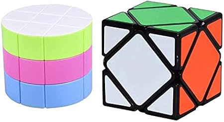 AGAMI Combo of Stickerless 3x3 Barrel and 3x3 Black Skewb Rubiks Cube High Speed Rubix 3D Puzzle Rubic Cube