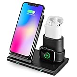 Wireless Charger, 3 in 1 iPhone Fast Charging Station for Apple Watch and Airpods[Separated Design],Charging Stock Compatible with iWatch Series 1/2/3/4,iPhone XR/Xs Max/X/8 Plus