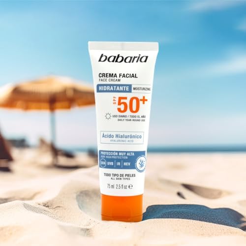 Crema Solar Facial SPF50+ con Ácido Hialurónico 75 ml – Hidratante, Antiarrugas y Antimanchas | Protector Solar 50 Facial UVA UVB e Infrarrojos