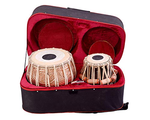 SAI MUSICAL Tabla Drum Set, Colored Bayan, Finest Dayan with, Hammer, Cushions & Box