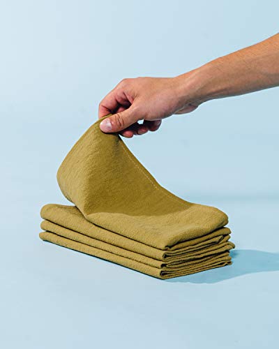 Caldo Linen Dinner Napkins - Soft and Durable Cloth - 4 Pack - 20x20 inch (Mustard)
