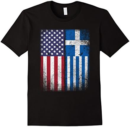 Mens American Greek Flag T-shirt Hellas Heritage Greece Pride XL Black