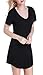 Chamllymers Cotton Sleep Shirts for Women Soft Sleepwear Loose Fit Night Shirts V-neck Nightgowns Black L