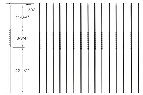 T02 - Iron Balusters - Single Twist - Hollow - 44 in X 1/2 in Square - Box of 15 (Satin Black) - Thumbnail 2