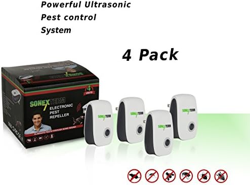 Pest Repeller - Ultrasonic Insect and Rodent Repellent 4 Pack Plug-in System for Home and Office | Electronic Pest Control Plug-in System for Home and Office | Eliminates Rodents and Crawling Insects