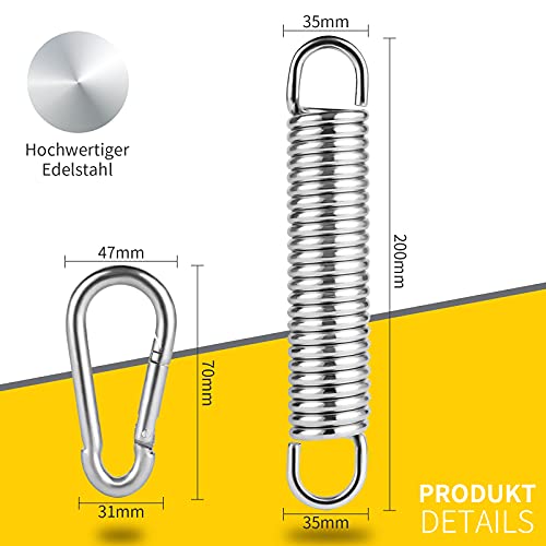 Edelstahl Schwingfeder für Hängesessel, Schwingfeder mit 2 Karabiner, Schwingfeder Stahlfeder Hängestuhl, Hängeschaukel… – Bild 3
