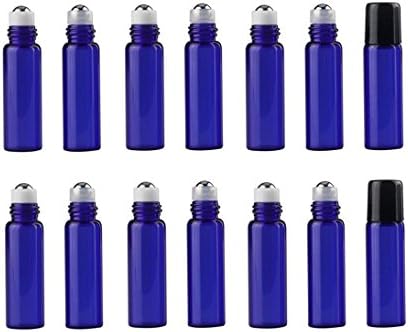 1 PCS 10ml Cobalt Blue Glass Roller Bottles with Stainless Steel Roller Ball for Essential Oil - Includes Labels, Essential Oils Opener