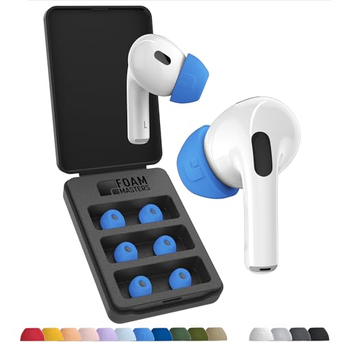 Foam Masters Memory-Schaumstoff-Ohrstöpsel für AirPods Pro 1. und 2. Generation, 3 Paar, Black Magic-Version 6.0, bequem, sicher, verbesserte Geräusch