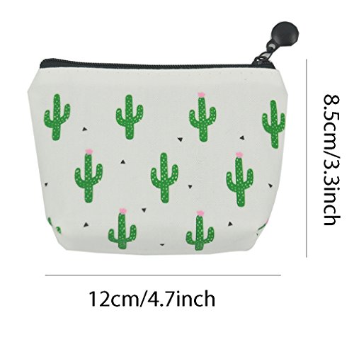 iSuperb Pack of 4 Canvas Coin Purse Change Cash Bag Cute Cactus Pattern Oxford Liner Small Purse Wallets with Zipper 4.7x1.3x3.3 inch - Thumbnail 3