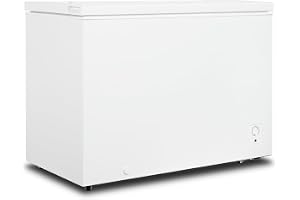 Techomey 14 Cu.Ft Chest Freezer with 7 Adjustable Thermostat & Removable Basket, Chest Deep Freezer with Wheels for Garage, Basement, White