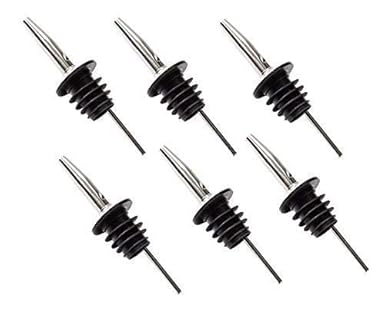 Kitchen DELLI Stainless Steel Metal Bottle for Liquor, Wine and Spirits for Restaurant, Bar, Hotel - Set of 6