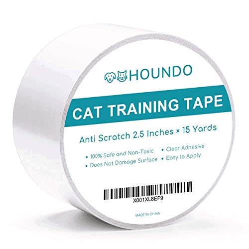 HOUNDO Anti-Scratch Cat Training Tape, Cat Scratch Deterrent Tape - Quickly Stop and Prevent Cat from Scratching Furniture, Couch, Carpet, Chair, Sofa, Rug, and Door