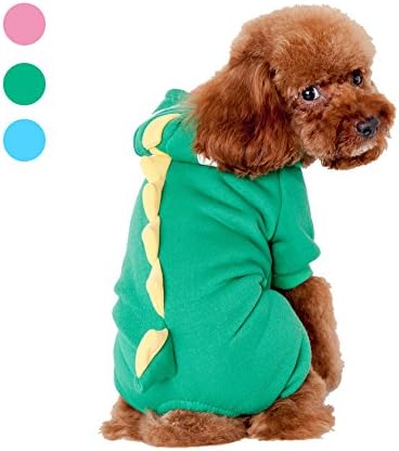 GabeFish Dog Funny Dinosaur Animal 4 Legs Cotumes Hoody Button Hoodies For Puppy Small Medium Pets Cute Winter Coats Green Large