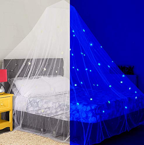 Stars Glow in the Dark Kids Bed Canopy Baby Crib Play Tent Fairy Light Stars Large Mosquito Net