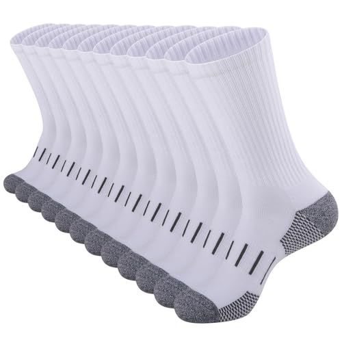 Heatuff Men’s 6 Pairs Crew Athletic Work Socks Performance Cushion Moisture Wicking Socks