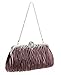 PULAMA Clutch Purse for Women, Pleated Satin Bridal Clutch Crossbody Evening Bag for Wedding & Prom Party, Brown