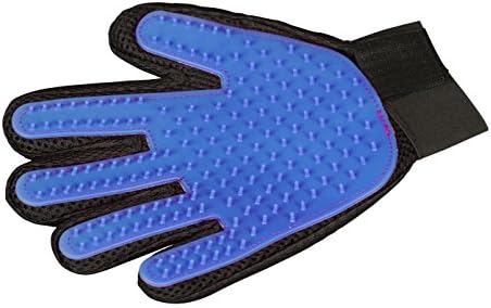 Safana Pet Grooming Glove - Gentle Deshedding Brush Glove - Efficient Pet Hair Remover Mitt - Massage Tool with Enhanced Five Finger Design - Perfect for Dogs &amp; Cats with Long &amp; Short Fur (Blue)