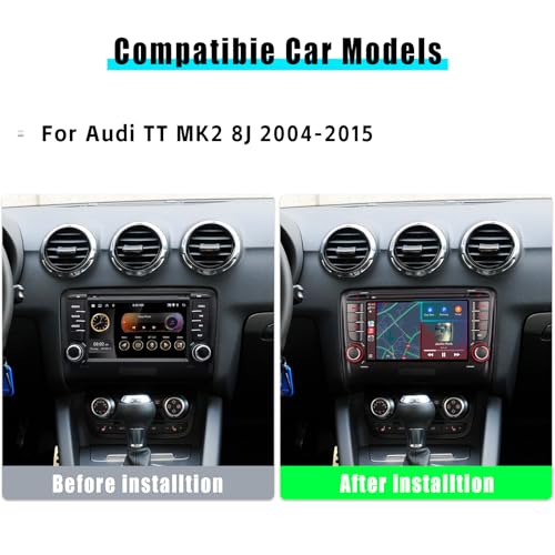 RYUIXPUL Car Radio for Audi TT MK2 8J 2006-2014 with Wireless CarPlay and Android Auto, Linux 2S Quick Start System, OEM Audio Quality, IPS Touchscreen, Bluetooth, RDS Radio, Steering Wheel Controls