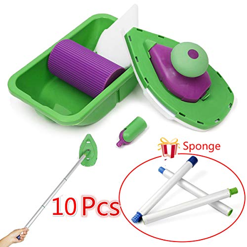 Jeteven Painting Roller Kit - Paint Brush,Paint Tray,Paint Roller Pro Set 10 Pcs Painting Set with Extension Handle for Wall Home Office Decoration Style 1+Style 2