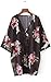 ECOWISH Womens Kimono Cardigan Floral Print Sheer Capes Loose Cardigans Cover Up Blouse Tops D2003 Black Small