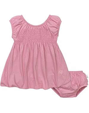 Baby Girls' Organic Smocked Bubble Dress and Diaper Cover Set
